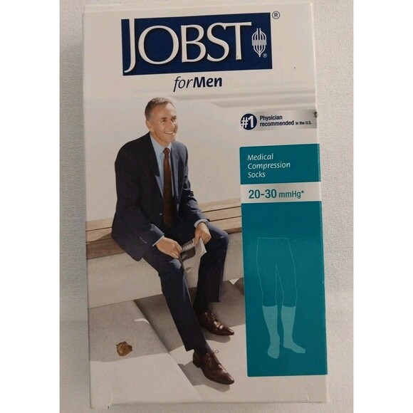 Jobst Compression Socks 15-20 mmHg Mens Medium Knee High Black Medical Legwear - Picture 1 of 6